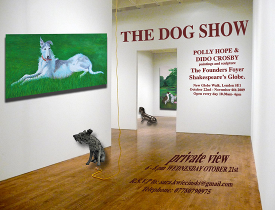 Dido Crosby exhibition flier for The Dog Show, Globe Theatre, London